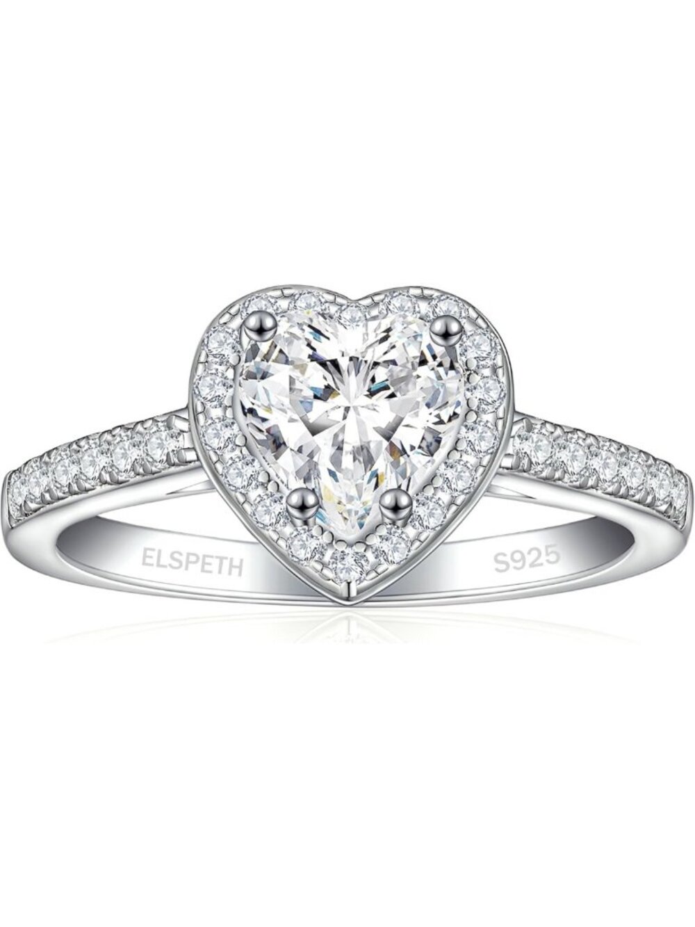 Heart Cut 925 Sterling Silver Engagement Ring for Women - 1/1.5/4CT Options